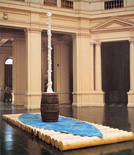 1995 - Santiago du Chili - le radeau - cuivre, bois, fourrure - 4m x 6m x 2m